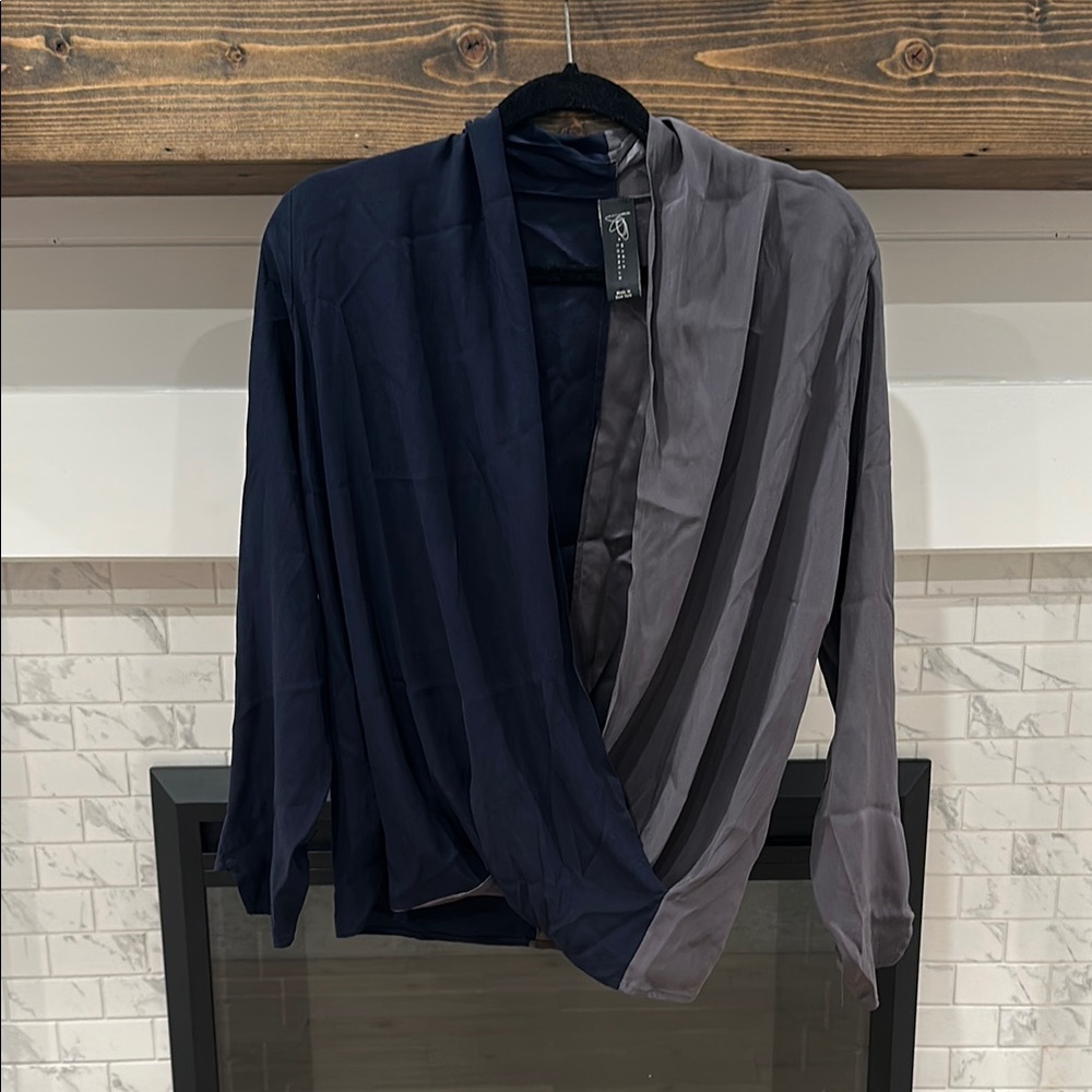 Maria cornejo silk blend Two-Tone Draped Blouse